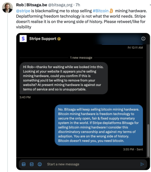 Stripe's Payment Policies Under Fire for Restricting Bitcoin Mining Hardware Sales Stripe's Payment Policies Under Fire for Restricting Bitcoin Mining Hardware Sales